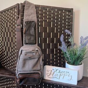 Earth & Style TSD Brand Crossbody Bag Canvas Leather Recycled Vegetable Dye